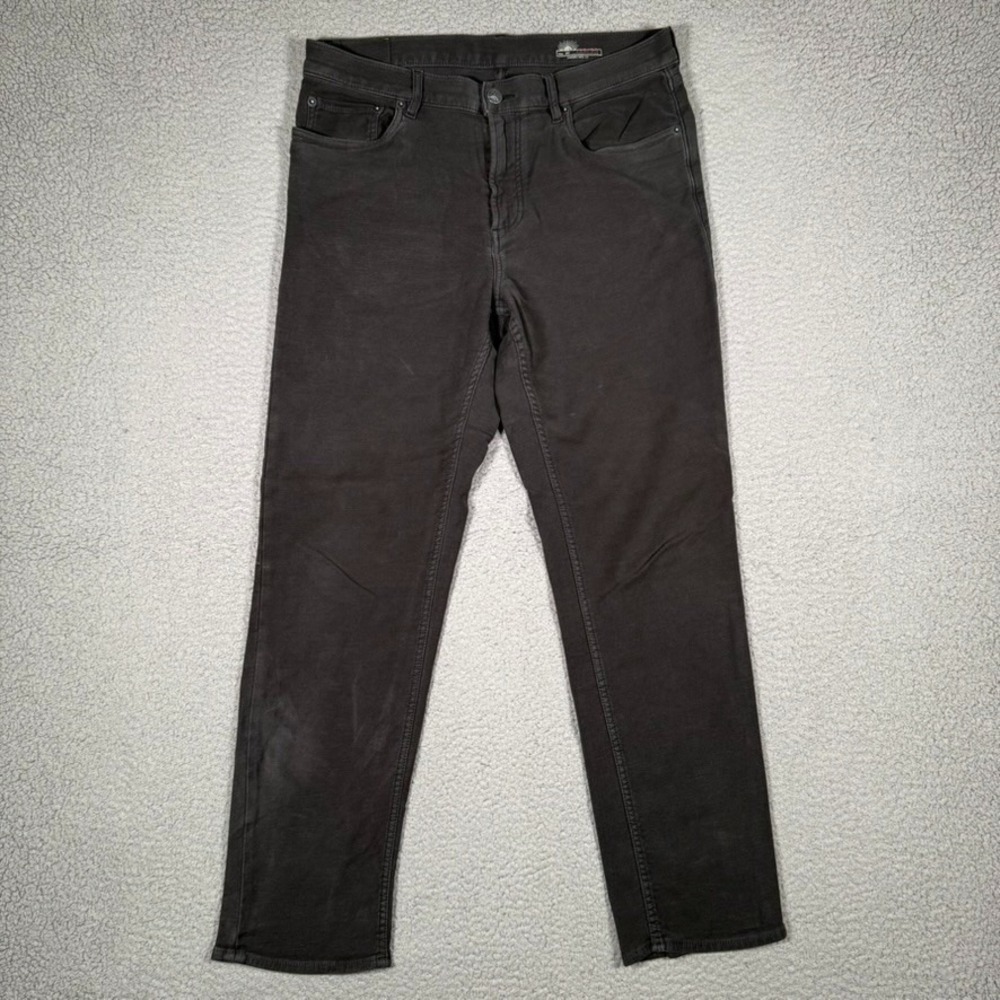 Faherty Pants Mens 33x28 Black Stretch Terry 5 Pocket Casual Slim Straight Logo